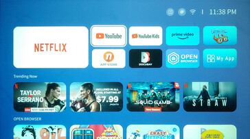 Yaber T1 Pro har en lättanvänd huvudmeny med appar för populära streamingtjänster. (Bildkälla: Notebookcheck)