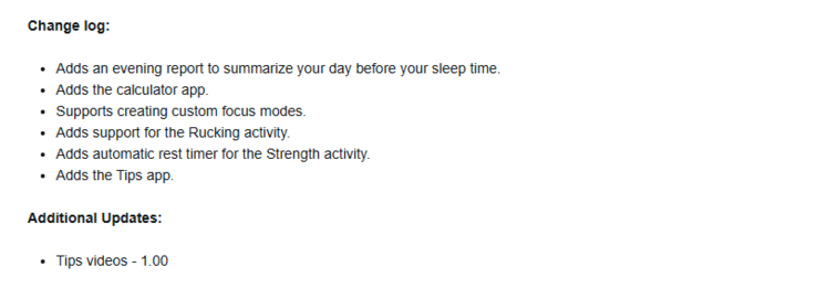 Release Notes för betaversion 12.59 för smartklockan vivoactive 6. (Bildkälla: Garmin)
