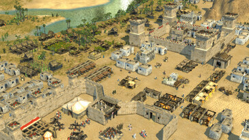 En bild som visar en stad i Stronghold Crusader 2.