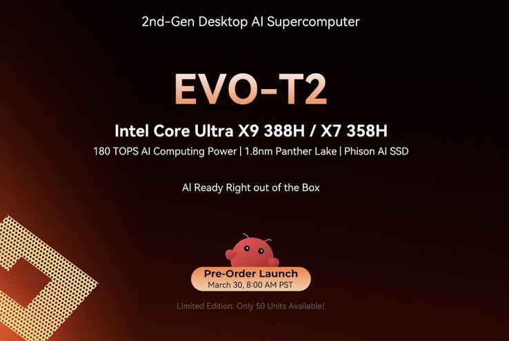 Förhandsbeställningar av GMKtec Evo-T2 gaming mini PC kommer att inledas senare denna månad.