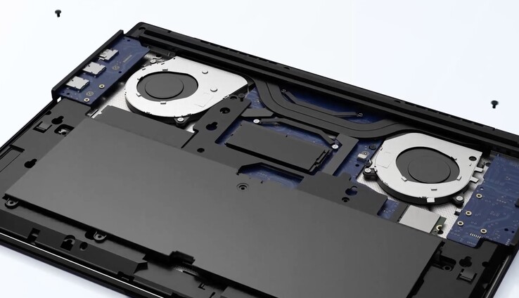 Schenker Element 16 har utbytbart batteri, I/O-moduler, tangentbord, moderkort och fläktar. (Bildkälla: Bestware)