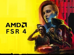 Cyberpunk 2077-karaktärer med AMD FSR 4-logotyp (Bildkälla: Redigerad med hjälp av Cyberpunk 2077 officiella illustrationer från CD Projekt Red)