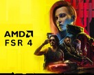 Cyberpunk 2077-karaktärer med AMD FSR 4-logotyp (Bildkälla: Redigerad med hjälp av Cyberpunk 2077 officiella illustrationer från CD Projekt Red)