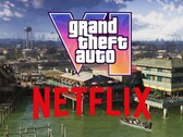 Banner för Netflix Extended Look av GTA 6 som visas med Grassrivers