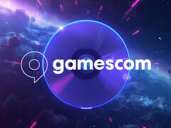 Gamescom-logotypen visas ovanpå en PS5-skiva