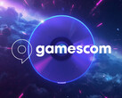 Gamescom-logotypen visas ovanpå en PS5-skiva