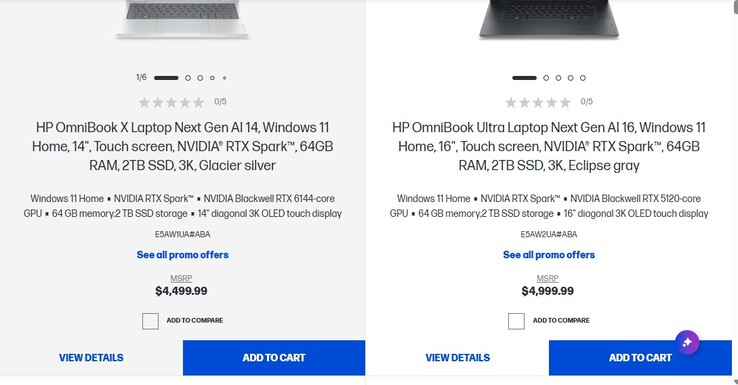 Priser på 20-kärniga HP-laptops med Nvidia RTX Spark
