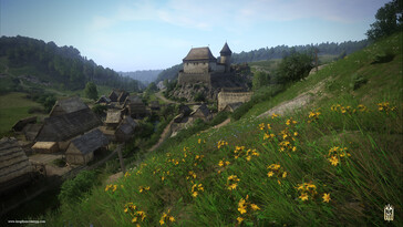 En bild från spelet Kingdom Come: Deliverance som visar ett slott och en by. (Bildkälla: Steam)
