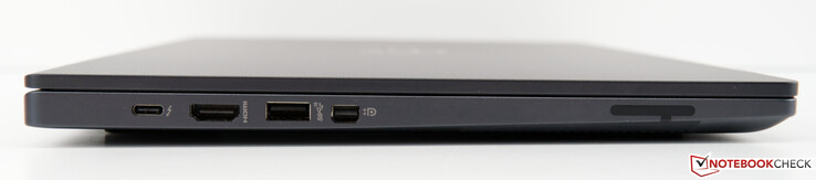 Vänster: Thunderbolt 4/USB 4 via Type-C, HDMI 2.0b, USB 3.2 Gen2 Type-A, Mini DisplayPort 1.4a