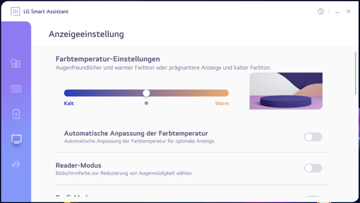 LG Smart Assistant - skärminställningar