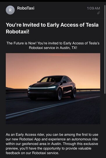 Inbjudan till lansering av Tesla Robotaxi.