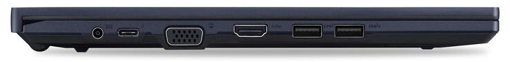 Vänster sida: Strömkontakt, Thunderbolt 4, VGA, HDMI, 2x USB-A 3.2 Gen2