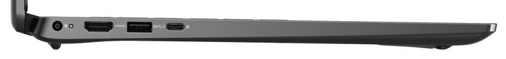 Vänster sida: USB 3.2 Gen 1 (USB A), USB 3.2 Gen 2 (USB-C; Displayport, Power Delivery)