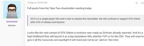 Citat om GTA Online från Take-Twos bolagsstämma