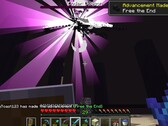 En skärmdump av en användare som besegrar Ender Dragon i Minecraft