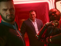 Cyberpunk 2077:s huvudperson &quot;V&quot; till vänster, Jackie i mitten och Dexter DeShawn till höger. (Bildkälla: CD Projekt Red)