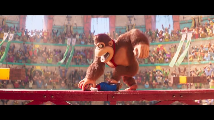Mario och Donkey Kong slåss i filmen The Super Mario Bros. (Bildkälla: skärmdump, UIP Singapore)