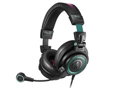 Audio-Technica Hatsune Miku ATH-M50xSTS-USB MIKU-headsetet är dekorerat med Miku-designelement. (Bildkälla: Audio-Technica)