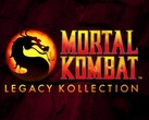 Logotypen för Mortal Kombat: Legacy Kollection-logotypen med det ikoniska drakemblemet med röd och gul gradienttext på en mörkt krackelerad bakgrund (Bildkälla: Warner Bros. Games / NetherRealm Studios)