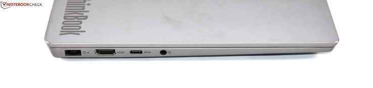 Vänster sida: Slim Tip-laddningsport, HDMI, USB 3.1 Gen 2 Typ C, 3.5 mm ljudanslutning