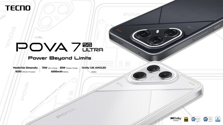 Tecno Pova 7 Ultra 5G har en 6.78-tums 1.5K AMOLED-skärm (Bildkälla: Tecno)