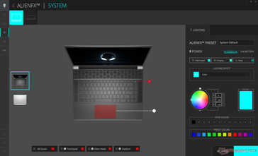 Färginställningar för tangentbord, klickplatta och RGB-ring
