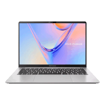 Asus Vivobook S14 sedd framifrån med skärmen öppen