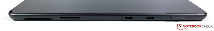 Höger sida: Surface Connector, 2x USB-C med Thunderbolt 4, strömknapp