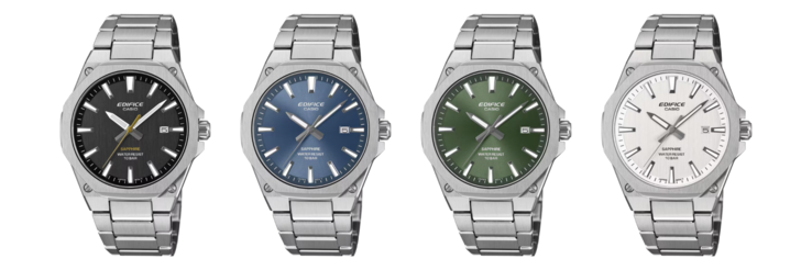 Från vänster till höger: klockorna Casio Edifice EFR-SE108D-1A, EFR-SE108D-2A, EFR-SE108D-3A och EFR-SE108D-7A