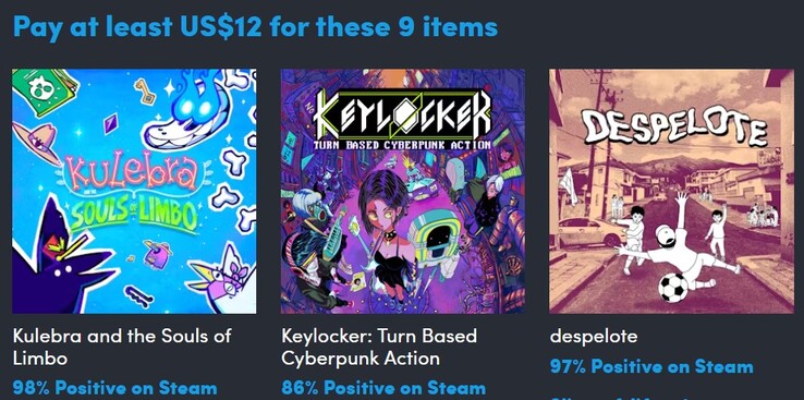 Dekorativ bild. Om du betalar $12 får du 9 föremål (Bildkälla: Humble Bundle)