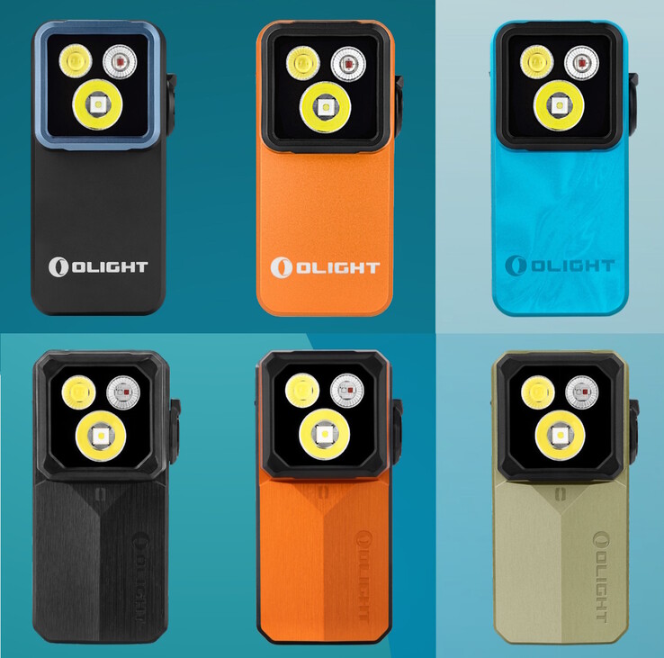 Olight Oclip 2 Pro (överst) finns i svart, orange eller tidalblått, medan Oclip 2 Ultra (nederst) finns i onyxsvart, bärnstensorange eller olivgrönt.