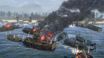 En bild som visar ett sjöslag i Total War: Shogun 2.