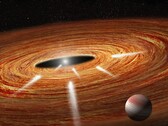 En konstnärs illustration som visar en planet och en stjärna.