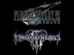 Final Fantasy 7 Remake och Kingdom Hearts-logotyper (Bildkälla: Square Enix, Disney med redigeringar)