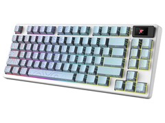 MSI Forge GK600 TKL Wireless Topo Blue edition med topografiska konturer i lager på blå PBT-knappsatser. (Bildkälla: MSI)