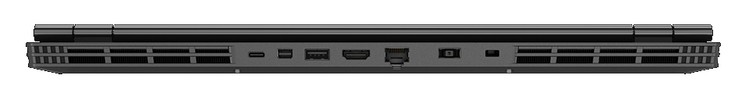 Baksidan: 1x USB 3.1 Typ C, Mini-DisplayPort, 1x USB 3.1, HDMI, Gigabit LAN, nät, Kensington-lås
