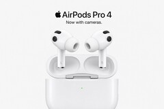 AI-genererad rendering av AirPods Pro 4 med kameror.