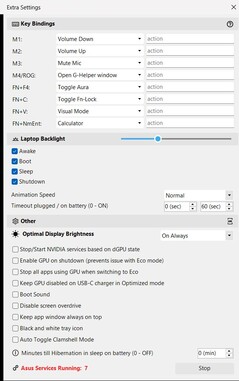 Överst - konfigurera ytterligare knappar; nederst - 7 Asus-processer aktiva