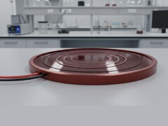 En konceptuell bild av en cirkulär solpanel på ett laboratoriebord (Bildkälla: AI-genererad bild)