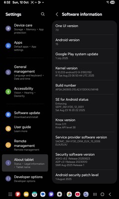 Samsung Galaxy Tab A11 programvara