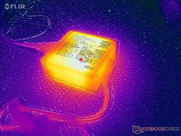 AC-adaptern når över 48 C under belastning