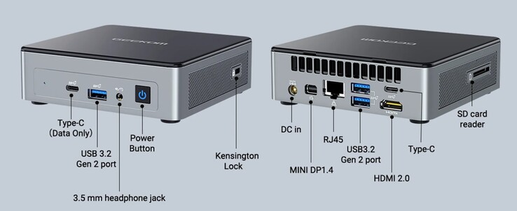 externa portar på Geekom MiniAir 12 (källa: Geekom)