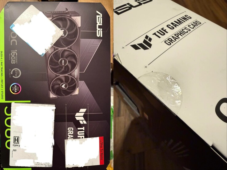 Förpackning för Asus TUF RTX 5080 GPU beställd från Best Buy. (Bildkälla: GnarDead på Reddit)