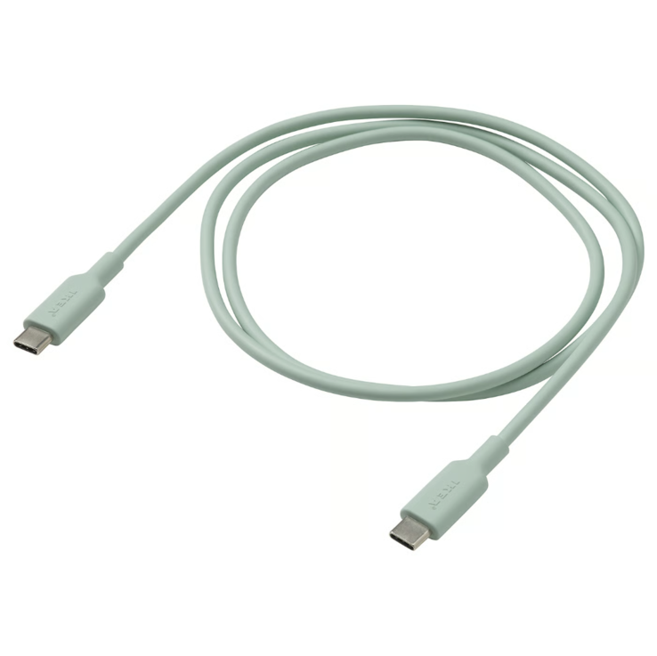 IKEA Sittbrun USB-C till USB-C kabel i ljusgrön färg. (Bildkälla: IKEA)