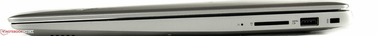 Höger sida: SD-kortsläsare, USB 3.0 Typ A, Kensington-lås