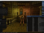 TombForge-redigerarens gränssnitt visar en testscen som renderas i maskinen med material- och tillgångspaneler synliga (Bild: Tiernan Watson via X)