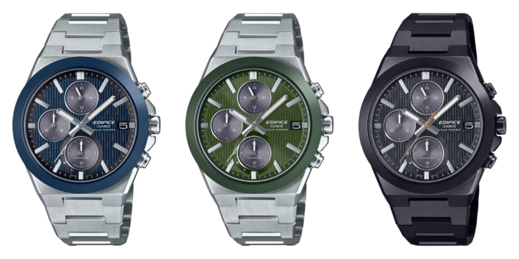 Från vänster till höger: klockorna Casio EFS-S650D-2A, EFS-S650D-3A och EFS-S650DC-1A. (Bildkälla: Casio, redigerad)