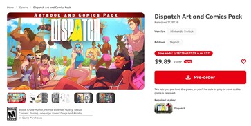 Dispatch Art and Comics Pack på Nintendo of America eShop med censur (Bildkälla: skärmdump, Nintendo of America)