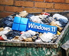 Windows-logotyp i en sopcontainer. (Bildkälla: ChatGPT Image 1.5; Anastase Maragos på Unsplash; redigerad)