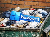 Windows-logotyp i en sopcontainer. (Bildkälla: ChatGPT Image 1.5; Anastase Maragos på Unsplash; redigerad)